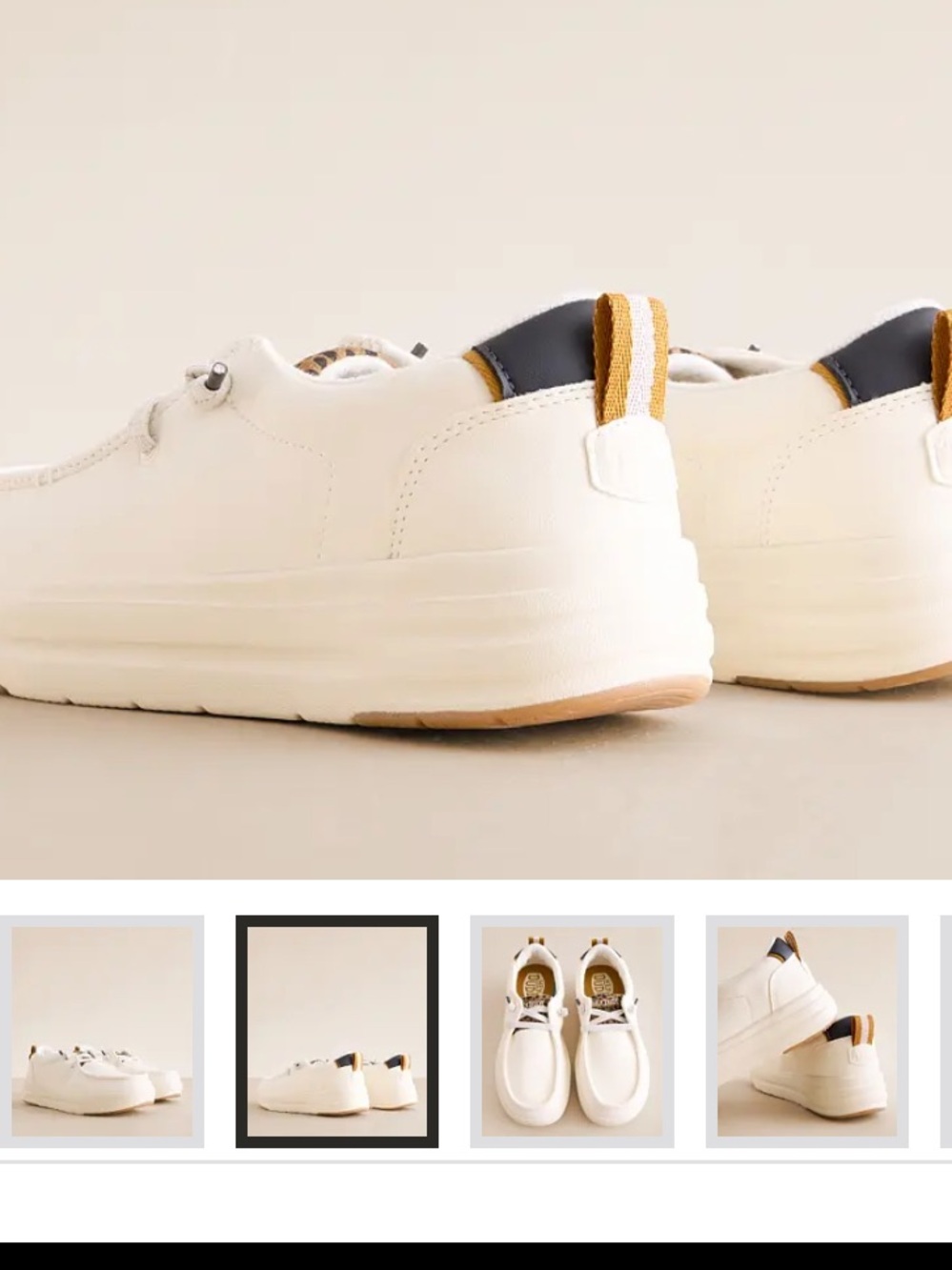 Hey Dude Cream Slip-On Sneakers with Leopard-Print Tongue - Picture 4 of 10